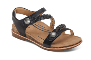 Aetrex Jenn Quarter Strap Sandal: Black