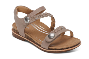 Aetrex Jenn Quarter Strap Sandal: Taupe