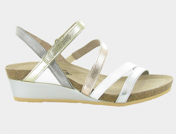 Naot Hero: Soft Silver/Pearl White/Soft Rose Gold/Radiant Gold/Silver Threads Lthr
