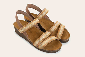 Naot Kayla: Latte Brown Leather / Latte / Ivory Raffia