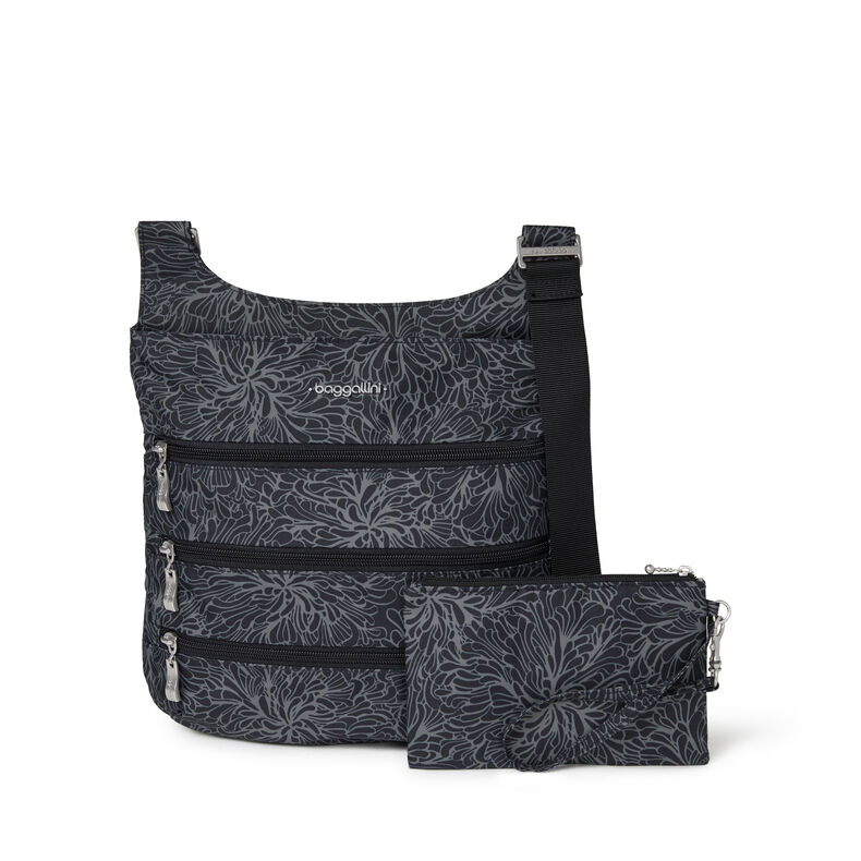 Baggallini Big Zipper Bagg with RFID - Midnight Blossom Print