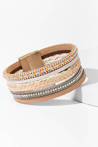 Layered Metal Leather Bracelet