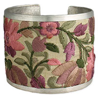 Embroidered Light Pink Floral Bracelet