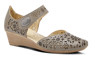 Spring Step Nougat Mary Jane Wedge: Grey
