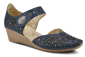 Spring Step Nougat Mary Jane Wedge: Navy