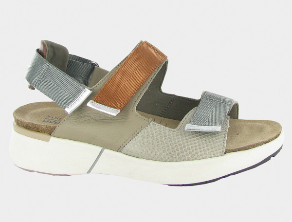 Naot Odyssey: Beige Lizard Lthr/Soft Beige Lthr/Soft Chestnut Lthr/Soft Silver Lthr