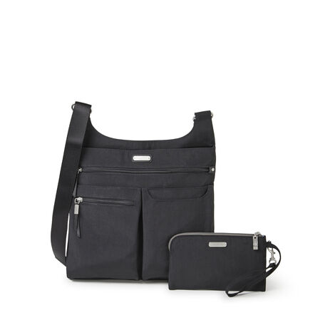 Baggallini On Track Zip Crossbody With RFID Phone Wristlet - Black