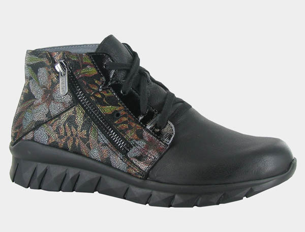 Naot Polaris: Soft Black Leather/Dark Floral Leather/Black Luster Leather