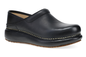 Dansko Platform Pro: Black Burnished Nubuck Clog