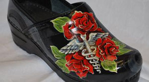 LIMITED EDITION Dansko Professional Hand Painted clog - Healing Rose (by Carol Weber Green)
