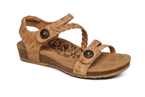 Aetrex Jillian Braided Quarter Strap Sandal: Cork