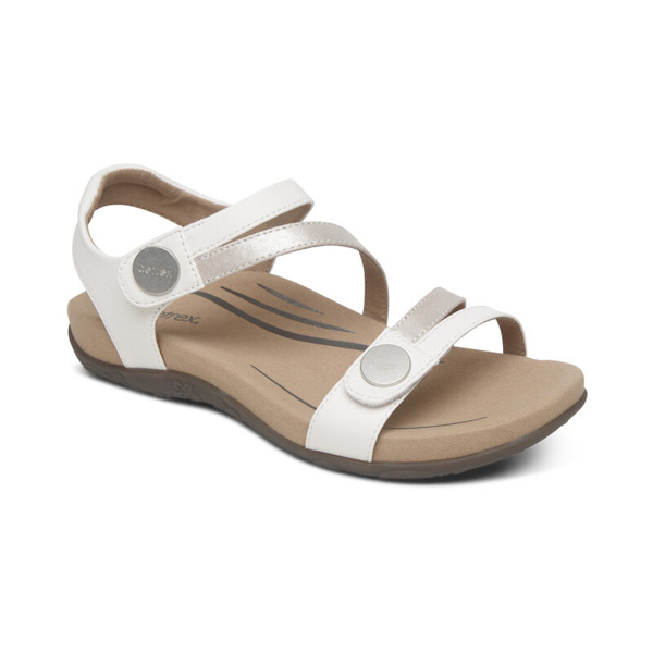 Aetrex Jess Adjustable Quarter Strap Sandal: White