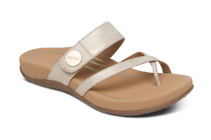 Aetrex Izzy Adjustable Slide Sandal: Light Gold
