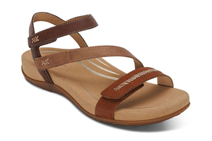 Aetrex Gabby Adjustable Quarter Strap Sandal: Cognac Multi