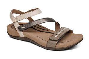 Aetrex Gabby Adjustable Quarter Strap Sandal: Stone Multi
