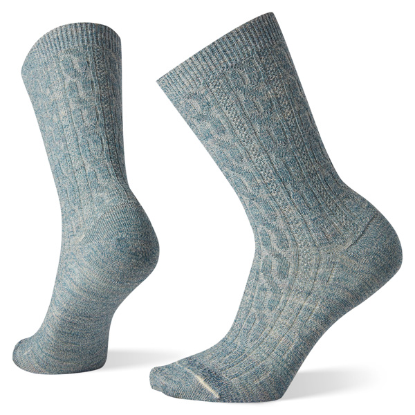 Smartwool Women's Everyday Cable Crew Sock: Dark Prussian Blue/Moonbeam Marl