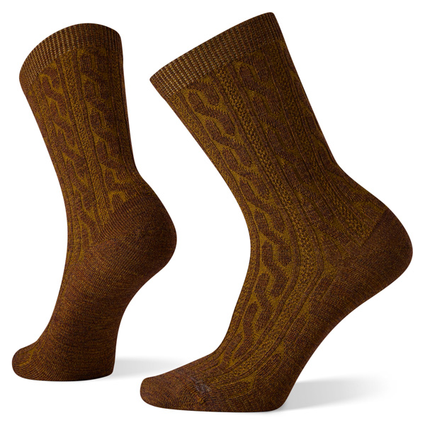Smartwool Women's Everyday Cable Crew Sock: Acorn/Bordeaux Marl