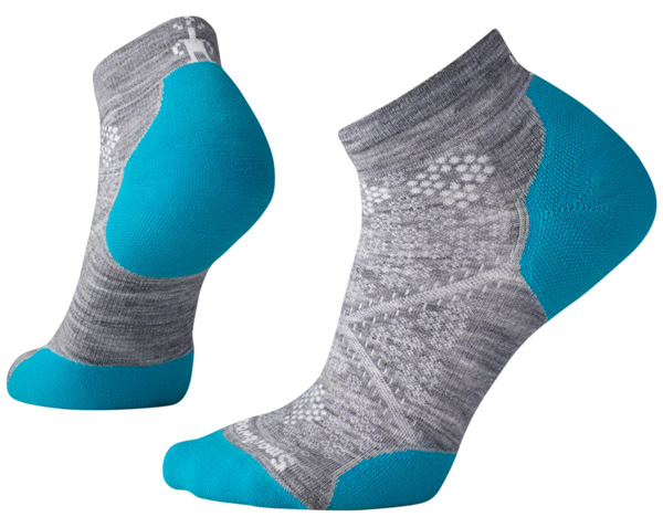 Smartwool Women's Run Targeted Cushion Low Cut: Light Gray-Capri Blue