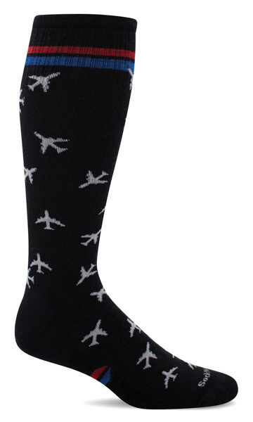 Sockwell Men's Moderate Compression Sock: In Flight Black