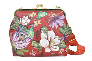 Anuschka Medium Frame Satchel - Crimson Garden