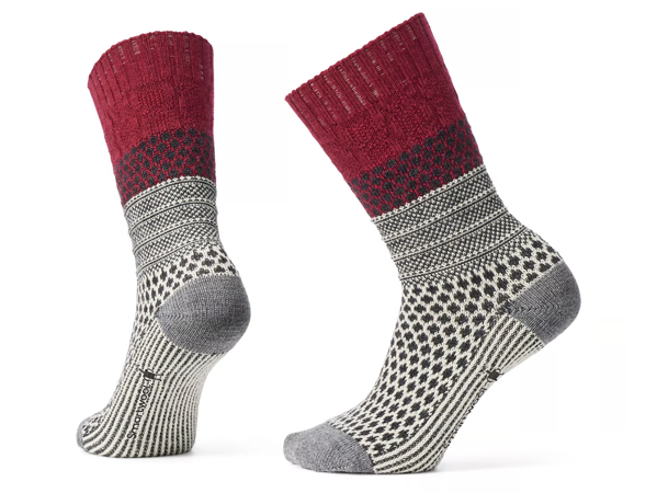 Smartwool Everyday Popcorn Cable Crew Socks: Tibetan Red