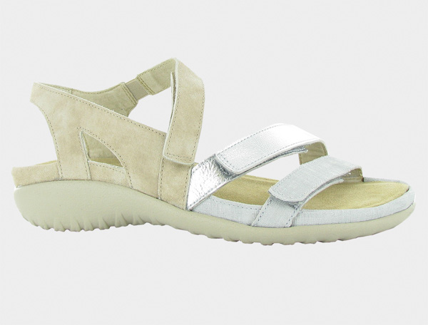 Naot Whetu: Gray Linen Lthr/Soft Silver Lthr/Sand Stone Suede