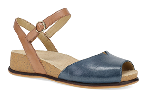 Dansko Cass: Blue/Tan Leather Sandal
