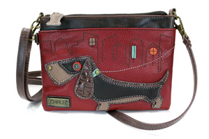 Chala Mini Crossbody: Wiener Dog - Burgundy