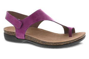 Dansko Reece Sandals: Magenta Waxy Burnished