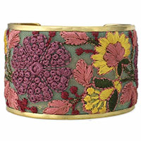 Embroidered Green Floral Bracelet
