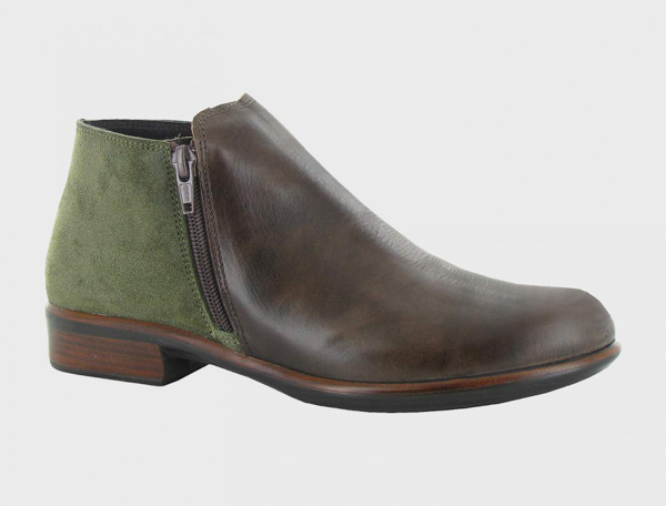 Naot Helm: Pecan Brown/Oily Olive Suede