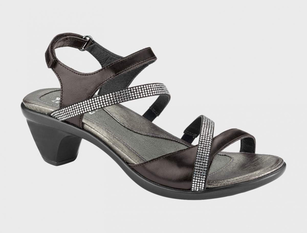 Naot Innovate: Black Madras Lthr/Black w/ Clear Rhinestones