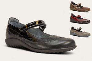 Naot Kirei Mary Jane - Toffee, Violet, Foggy Gray, Shiny Black