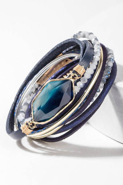 Endless Dream Multi Strand Leather Metallic Bracelet