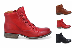 Miz Mooz: Louise Bootie - Red, Black, Brandy