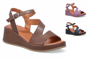 Miz Mooz: Preston Wedges - Chocolate Brown, Black, Violet