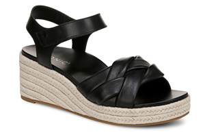 Vionic Saratoga Wedge Sandal: Black Leather