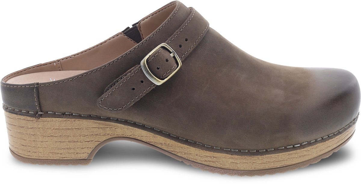 Dansko Berry Shoes: Mushroom Burnished Nubuck