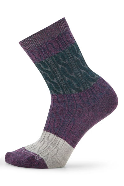 Smartwool - Women's Everyday Color Block Cable Crew Socks: Twilight Blue