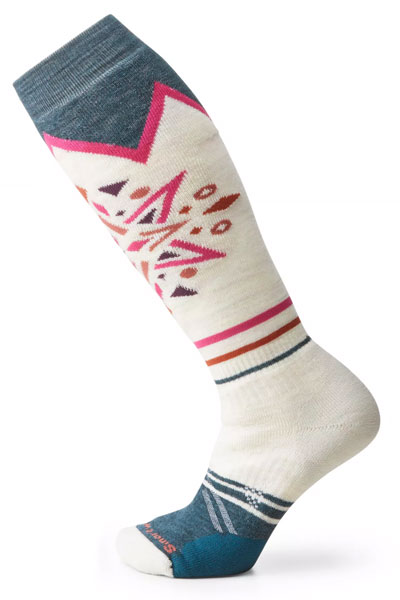 Smartwool - Women's Ski Full Cushion Mountain Snowflake Pattern OTC Socks: Moonbeam