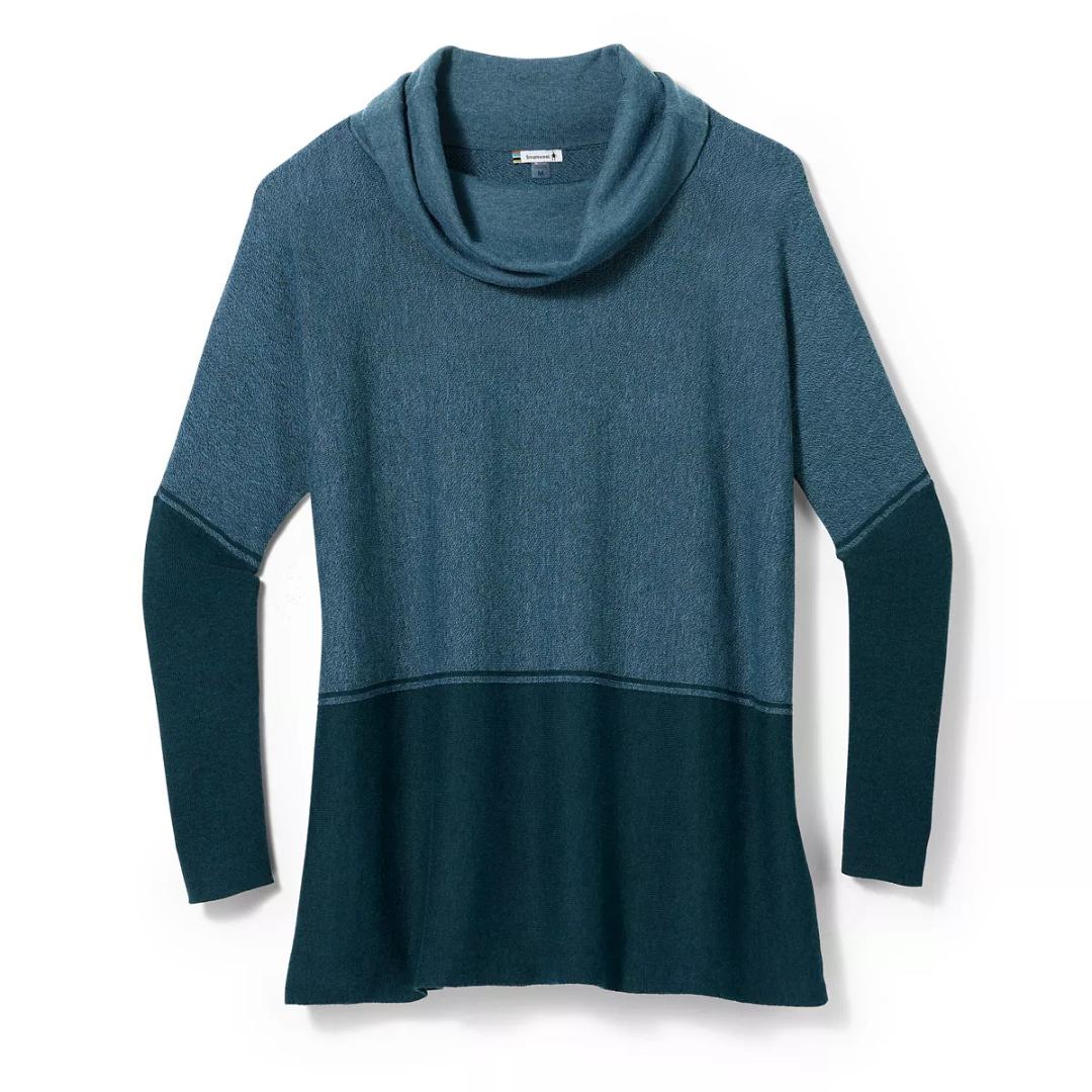 Women's Edgewood Poncho Sweater - Mist Blue-Twilight Blue Marl