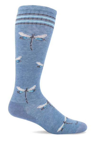 Sockwell Women's Moderate Compression Sock: Dragonfly Bluestone Shimmer
