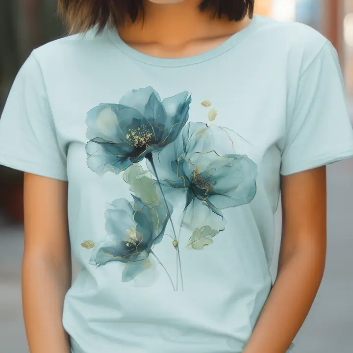 T-Shirt: Watercolor Teal Floral